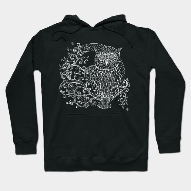 Owl Mandala Drawing Hoodie by Heartsake